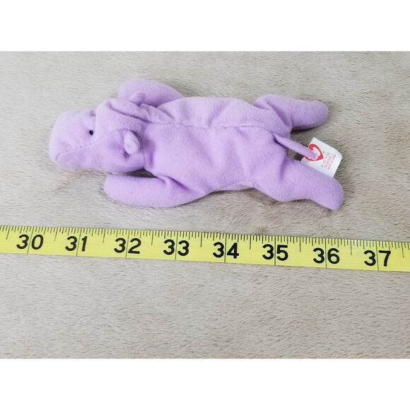 TY Beanie Babies Happy Hippo 1993 Lavender Stuffed Animal Plush Toy 6 1/4" Vtg - Picture 10 of 10
